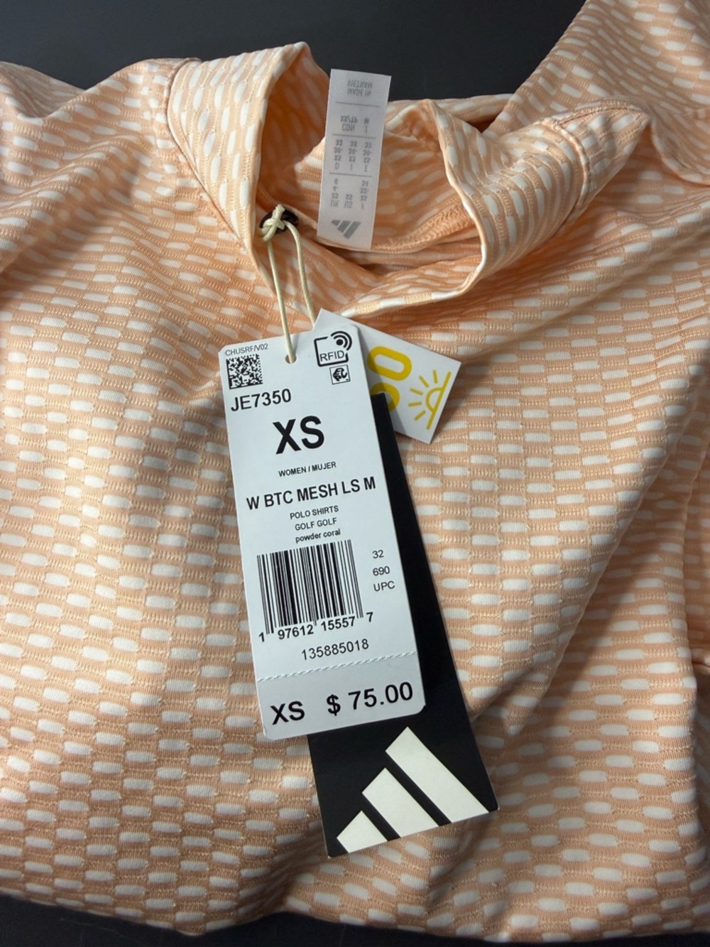 adidas Peach Textured Polo Top